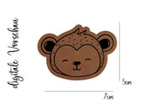 Kunstleder-Label, Lederlabel, Kunstleder-Patch, Lederpatch, 5x7cm, cognac, braun, Sonderform, Affe, Affenkopf