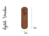 Kunstlederlabel, Kunstleder Label, Knickmich, Knicklabel, Saumlabel, PU, braun , cognac, Blume
