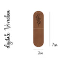 Kunstlederlabel, Kunstleder Label, Knickmich, Knicklabel, Saumlabel, PU, braun , cognac, Blume