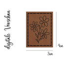 Kunstleder-Label, Lederlabel, Kunstleder-Patch, Lederpatch, 4x3cm, cognac, braun, Blumenstrauß, Blumen
