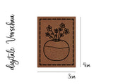 Kunstleder-Label, Lederlabel, Kunstleder-Patch, Lederpatch, 4x3cm, cognac, braun, Blumenstrauß, Blumen, Blumenvase