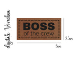 Kunstleder-Label, Lederlabel, Kunstleder-Patch, Lederpatch, 2x5cm, cognac, Boss of the crew