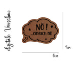 Kunstleder-Label, Lederlabel, Kunstleder-Patch, Lederpatch, 5x4cm, cognac, braun, Sonderform, Eigenproduktion, Denkblase, NÖ, einfach nö