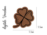 Kunstleder-Label, Lederlabel, Kunstleder-Patch, Lederpatch, 5x4cm, cognac, braun, Sonderform, Eigenproduktion, Kleeblatt, Glücksklee