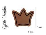 Kunstleder-Label, Lederlabel, Kunstleder-Patch, Lederpatch, 5x4cm, cognac, braun, Sonderform, Eigenproduktion, Krone
