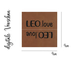 Set Kunstlederlabel, Lederlabel, PU, Kunstleder-Label, braun, Label, weich, flexibel, Leoprint, Herz, Leo Love