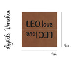 Set Kunstlederlabel, Lederlabel, PU, Kunstleder-Label, braun, Label, weich, flexibel, Leoprint, Herz, Leo Love