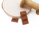 SET, Kunstlederlabel, Kunstleder Label, Knickmich, Knicklabel, PU, braun , LOVE