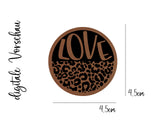 Set Kunstlederlabel, Lederlabel, PU, Kunstleder-Label, braun, Label, weich, flexibel, Leoprint, Herz, Leo Love