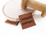 Kunstlederlabel, Kunstleder Label, Knickmich, Knicklabel, PU, braun, 4x4cm, cognac, weich, für Seitennaht, Nahtlabel, Lieblingsteil