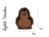 Kunstleder-Label, Lederlabel, Kunstleder-Patch, Lederpatch, 5x4cm, cognac, braun, Sonderform, Eigenproduktion, Pinguin