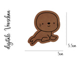 Kunstleder-Label, Lederlabel, Kunstleder-Patch, Lederpatch, 5x4cm, cognac, braun, Sonderform, Eigenproduktion, Robbe, Seehund