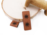 Kunstlederlabel, Kunstleder Label, Knickmich, Knicklabel, PU, braun , Sonne