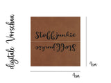 Kunstlederlabel, Kunstleder Label, Knickmich, Knicklabel, PU, braun, 4x4cm, cognac, weich, für Seitennaht, Nahtlabel, Stoffjunkie