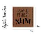 Kunstleder-Label, Lederlabel, Kunstleder-Patch, Lederpatch, 4x4cm, cognac, braun, bevor du fragst, NEIN!