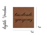 Kunstlederlabel, Kunstleder Label, Knickmich, Knicklabel, PU, braun, 4x4cm, cognac, weich, für Seitennaht, Nahtlabel, Handmade