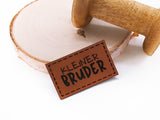 Kunstleder-Label, Lederlabel, Kunstleder-Patch, Lederpatch, 3x5cm, cognac, braun, kleiner Bruder