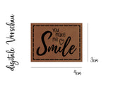 Kunstleder-Label "make me smile", 3x4cm, Einzelstück