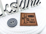 Kunstleder-Label, Lederlabel, Kunstleder-Patch, Lederpatch, 4x4cm, cognac, braun, Hurra 1ste Klasse, Einschulung, Schulkind, Schule