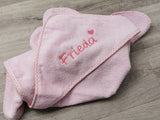 Kapuzenbadetuch rosa mit vichy
