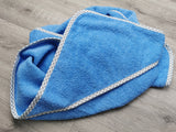 Kapuzenbadetuch blau mit vichy