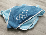 Kapuzenbadetuch aqua/rauchblau mit vichy