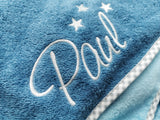 Kapuzenbadetuch aqua/rauchblau mit vichy