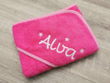 Kapuzenbadetuch pink mit Streifen