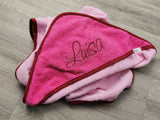 Kapuzenbadetuch rosa/bordeaux