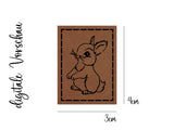 Kunstleder-Label, Lederlabel, Kunstleder-Patch, Lederpatch, 4x3cm, cognac, braun, Hase