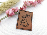 Kunstleder-Label, Lederlabel, Kunstleder-Patch, Lederpatch, 4x3cm, cognac, braun, Hase