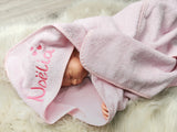 Kapuzenbadetuch rosa mit vichy