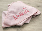 Kapuzenbadetuch rosa mit vichy