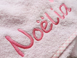 Kapuzenbadetuch rosa mit vichy