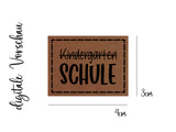 Kunstleder-Label, Lederlabel, Kunstleder-Patch, Lederpatch, 4x3cm, cognac, Hurra endlich Schule, Einschulung, Schulkind, erster Schultag, Kindergarten vorbei, KiTa aus