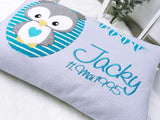 Namenskissen, Taufkissen, Kinderkissen, Kissen mit Namensbestickung, Geschenk zur Geburt und Taufe, Taufgeschenk, Eule