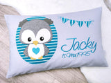 Namenskissen, Taufkissen, Kinderkissen, Kissen mit Namensbestickung, Geschenk zur Geburt und Taufe, Taufgeschenk, Eule