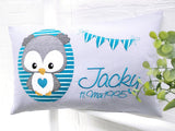 Namenskissen, Taufkissen, Kinderkissen, Kissen mit Namensbestickung, Geschenk zur Geburt und Taufe, Taufgeschenk, Eule