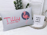 Namenskissen, Taufkissen, Kinderkissen, Kissen mit Namensbestickung, Geschenk zur Geburt und Taufe, Taufgeschenk, Flamingo
