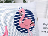 Namenskissen, Taufkissen, Kinderkissen, Kissen mit Namensbestickung, Geschenk zur Geburt und Taufe, Taufgeschenk, Flamingo