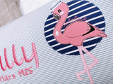 Namenskissen, Taufkissen, Kinderkissen, Kissen mit Namensbestickung, Geschenk zur Geburt und Taufe, Taufgeschenk, Flamingo