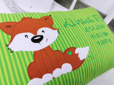 Namenskissen, Taufkissen, Kinderkissen, Kissen mit Namensbestickung, Geschenk zur Geburt und Taufe, Taufgeschenk, Fuchs