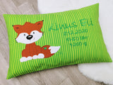 Namenskissen, Taufkissen, Kinderkissen, Kissen mit Namensbestickung, Geschenk zur Geburt und Taufe, Taufgeschenk, Fuchs