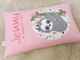 Namenskissen, Taufkissen, Kinderkissen, Kissen mit Namensbestickung, Geschenk zur Geburt und Taufe, Taufgeschenk, Faultier