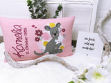 Namenskissen, Taufkissen, Kinderkissen, Kissen mit Namensbestickung, Geschenk zur Geburt und Taufe, Taufgeschenk, Känguru