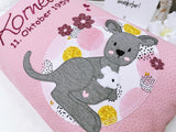 Namenskissen, Taufkissen, Kinderkissen, Kissen mit Namensbestickung, Geschenk zur Geburt und Taufe, Taufgeschenk, Känguru