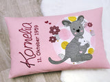 Namenskissen, Taufkissen, Kinderkissen, Kissen mit Namensbestickung, Geschenk zur Geburt und Taufe, Taufgeschenk, Känguru