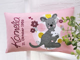 Namenskissen, Taufkissen, Kinderkissen, Kissen mit Namensbestickung, Geschenk zur Geburt und Taufe, Taufgeschenk, Känguru