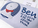 Namenskissen, Taufkissen, Kinderkissen, Kissen mit Namensbestickung, Geschenk zur Geburt und Taufe, Taufgeschenk, bestickt, personalisiert, individuell, Robbe
