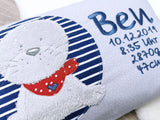 Namenskissen, Taufkissen, Kinderkissen, Kissen mit Namensbestickung, Geschenk zur Geburt und Taufe, Taufgeschenk, bestickt, personalisiert, individuell, Robbe